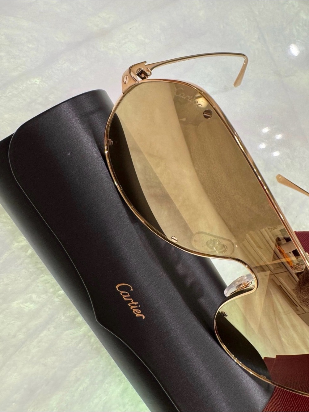 Cartier Gold Frame Sunglasses with Brown Lenses - Picture 4 of 5